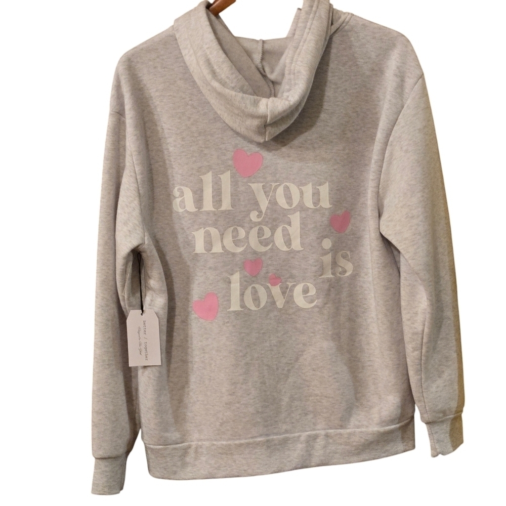 better / together Designed in New York Zip Up Hoodie Women XL Love & Hearts - Picture 2 of 15